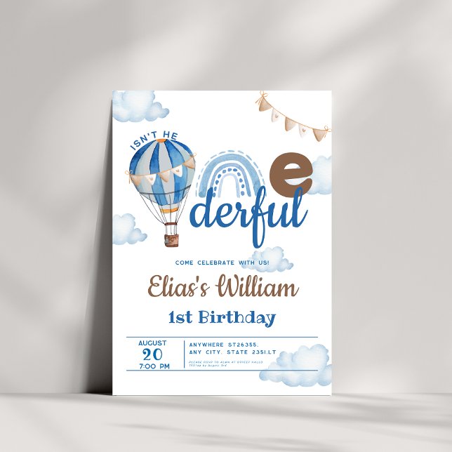 Convites Rainbow Hot Air Balloon não é o primeiro aniversar (Criador carregado)