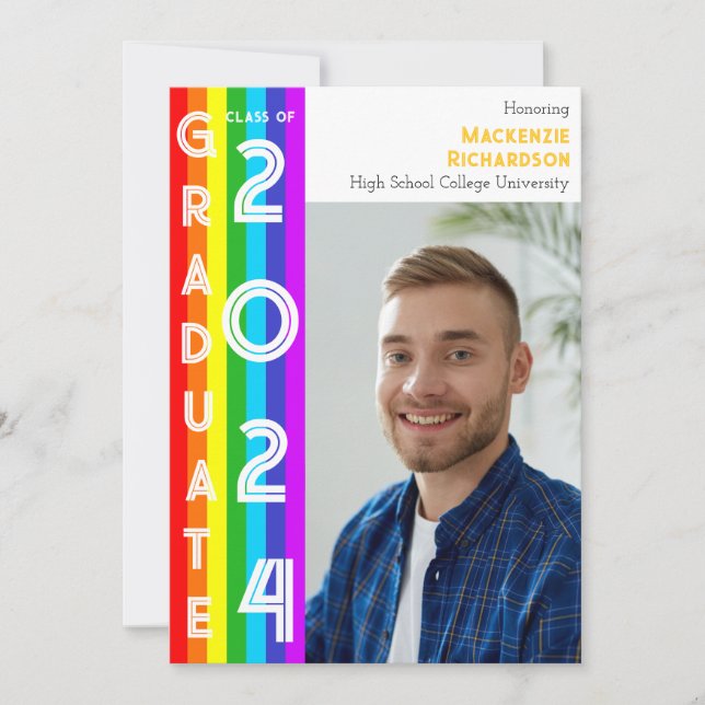 Convites Rainbow LGBT Graduation Party Photo (Frente)