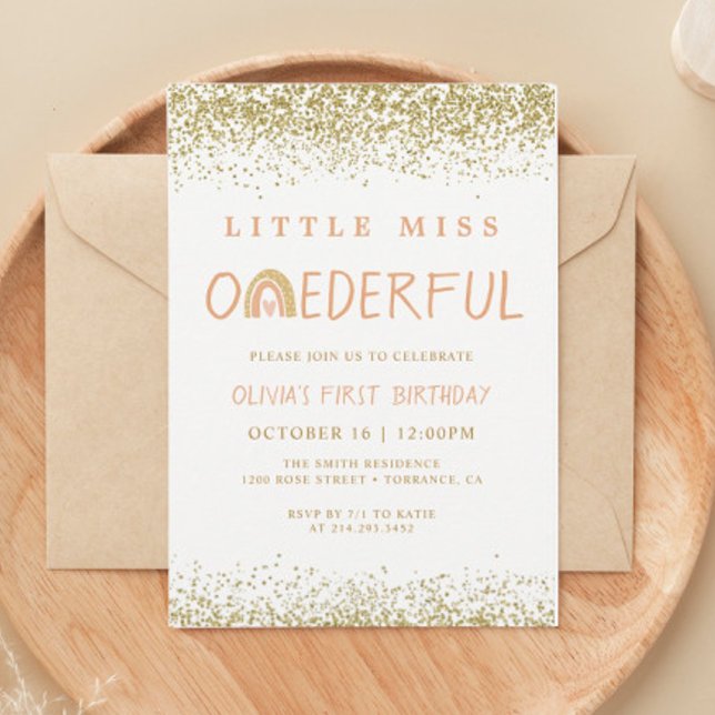 Convites Rainbow Little Miss primeiro aniversario Maravilho (Criador carregado)