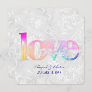 Convites Rainbow Love On Weding Satin Invitation