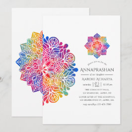 Convites Rainbow Mandala Annaprashan Primeira Cerimônia de