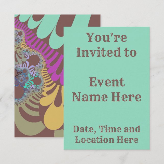 Convites Rainbow Mod Castanho (Frente/Verso)