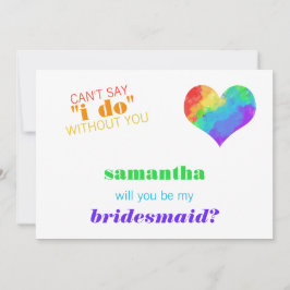 Convites Rainbow Paint Heart Lésbica Wedding Bridesmaid