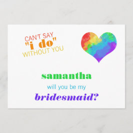 Convites Rainbow Paint Heart Lésbica Wedding Bridesmaid