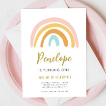Rainbow Pastel Boho Muted Pink Girl Primeiro Anive
