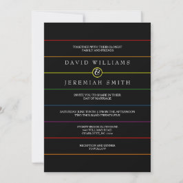 Convites Rainbow Pinstripe Pride sobre Casamento LGBT Negro