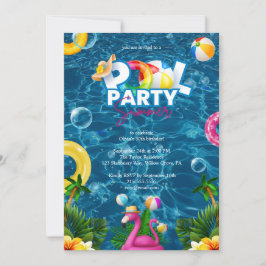 Convites Rainbow Pool Party Birthday Invitation