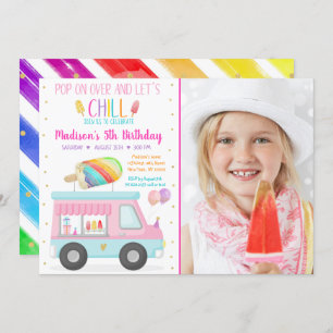 Convites Rainbow Sorvete Caminhão - Aniversário