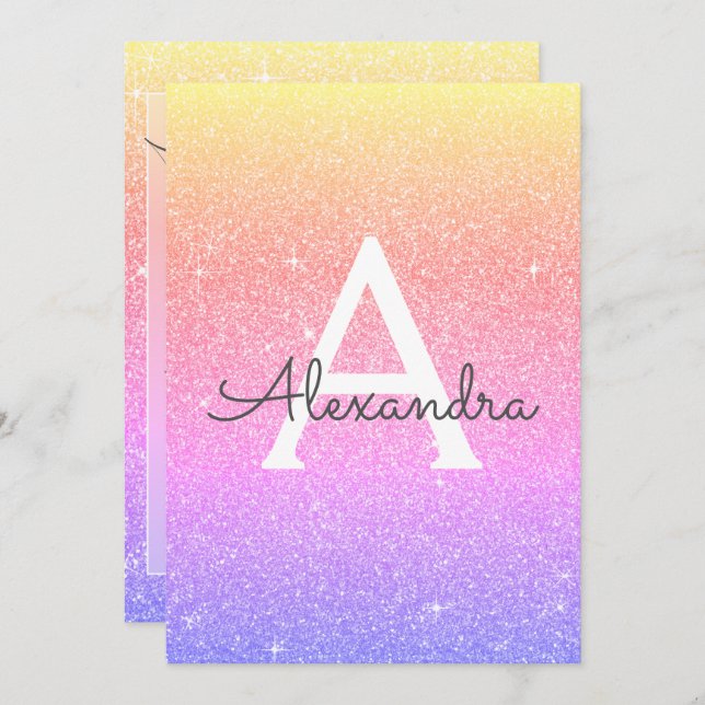 Convites Rainbow Sparkle Glitter 13 Treze Aniversário (Frente/Verso)