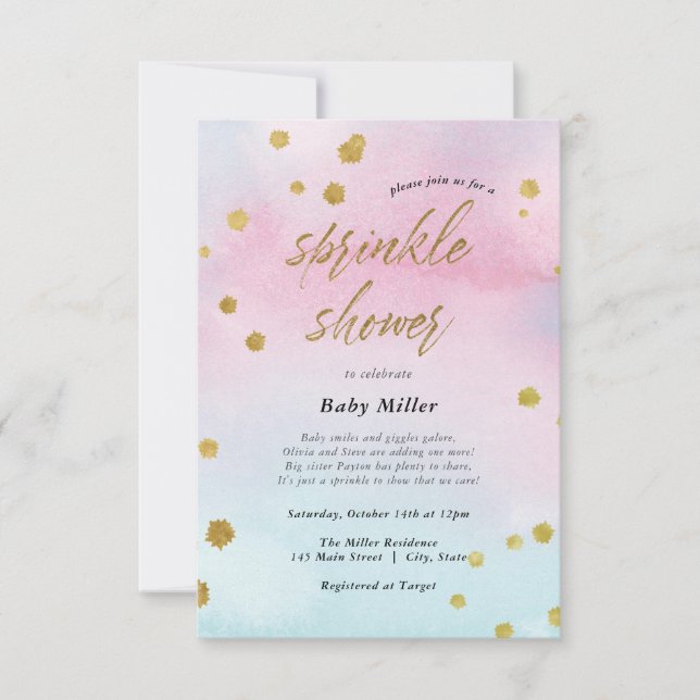 Convites Rainbow Sprinkles Baby Sprinkle (Frente)