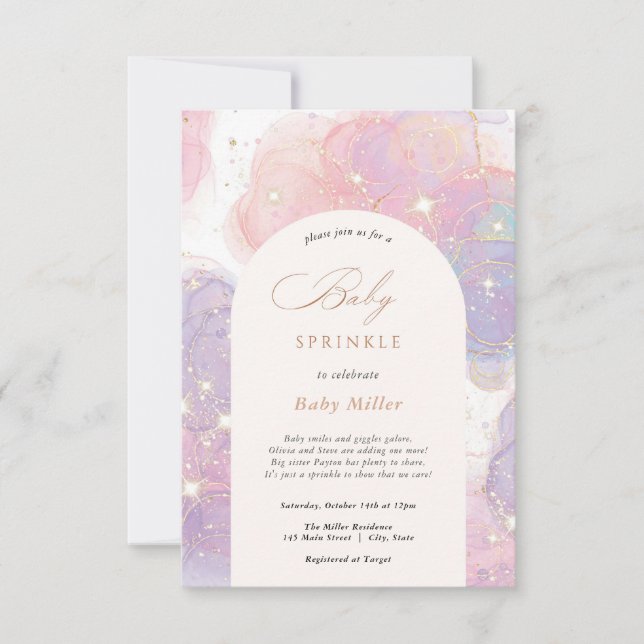 Convites Rainbow Sprinkles Baby Sprinkle (Frente)