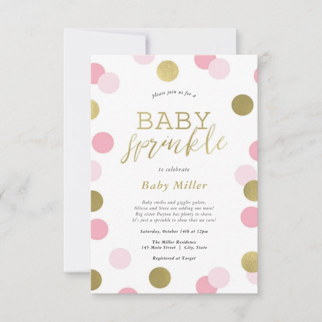 Convites Rainbow Sprinkles Baby Sprinkle (Frente)
