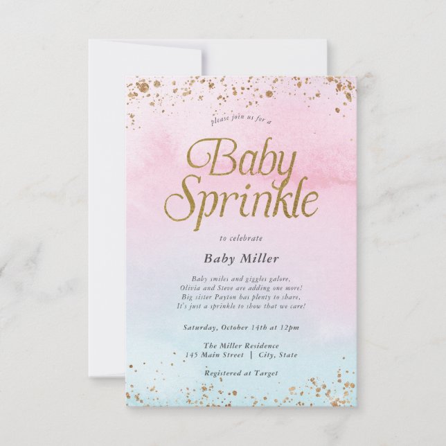 Convites Rainbow Sprinkles Baby Sprinkle (Frente)