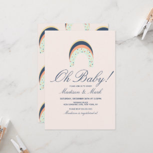 Convites Rainbow Sprinkles Brusca Traço Chá de fraldas Rosa