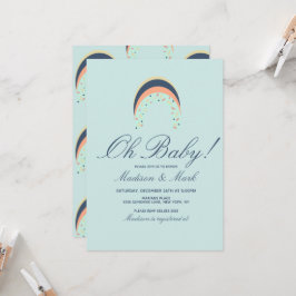 Convites Rainbow Sprinkles Bruske Chá de fraldas do Traço d