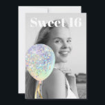 Convites ~* Rainbow Sweet 16 PHOTO Balão AP29 Aniversário<br><div class="desc">(procure designs semelhantes no AP29 em vários produtos) ((Este design pode ser facilmente adaptado a QUALQUER IDADE ou EVENTO )) Consulte a página se precisar de ajuda. *~* Energy Enhanced SWEET 16 Convite de aniversário. Altere / Edite o texto e a FOTO da doce 16 Birthday Girl. Abstrato Artsy Girly...</div>