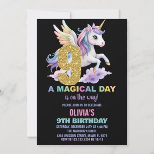 Convites Rainbow Unicorn Aniversário Voa