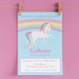 Convites Rainbow Unicorn Birthday