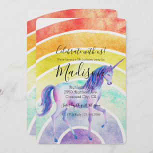 Convites Rainbow Unicorn Birthday