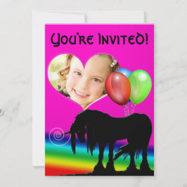 Convites Rainbow Unicorn Birthday (cartão com fotos)