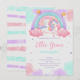 Convites Rainbow Unicorn Birthday Magical Unicorn