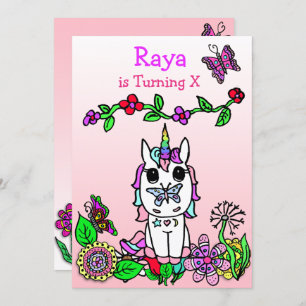 Convites Rainbow Unicorn Whimsical Birthday