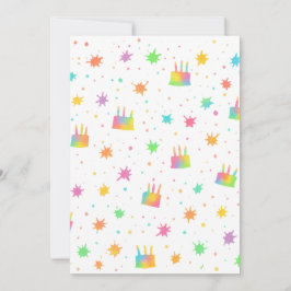 Convites Rainbow Watercolor Birthday Cake Colorful Paint