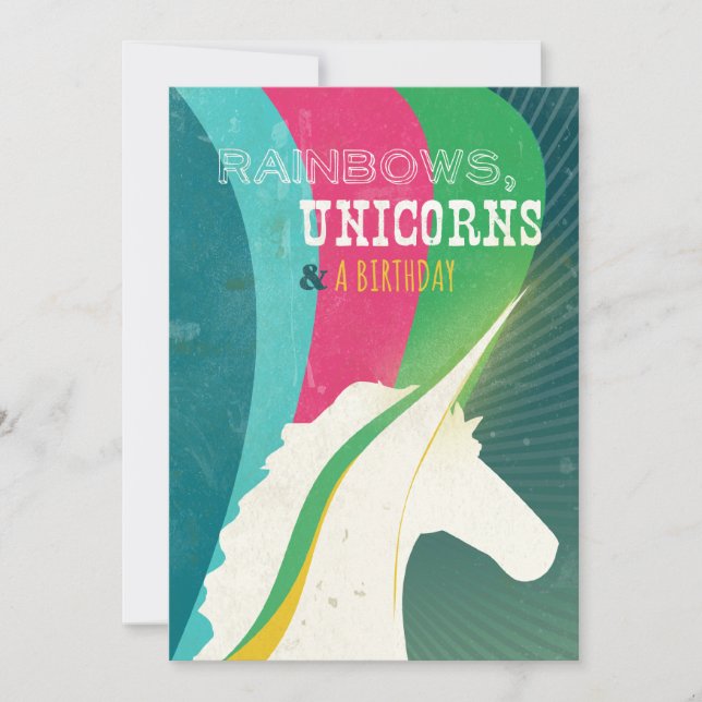 Convites Rainbows, Unicórnio e um Aniversário! (Frente)