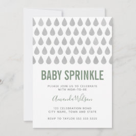 Convites Raindrop Sage Cinza Verde Aquarela Sprinkle Bebê