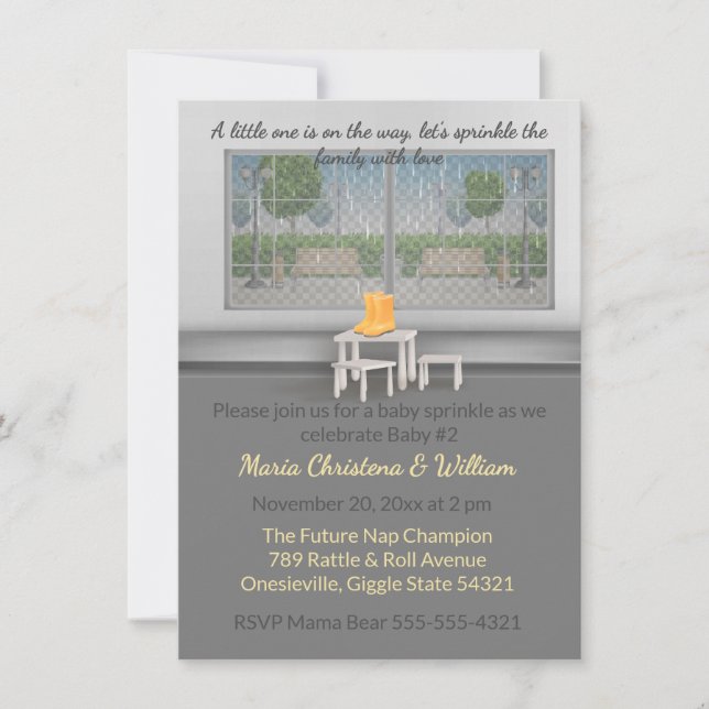 Convites Raindrops & Snuggles Baby Sprinkle Invitation (Frente)