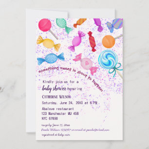 Convites Rainfall Lollipop Sweets Candyland Chá de fraldas