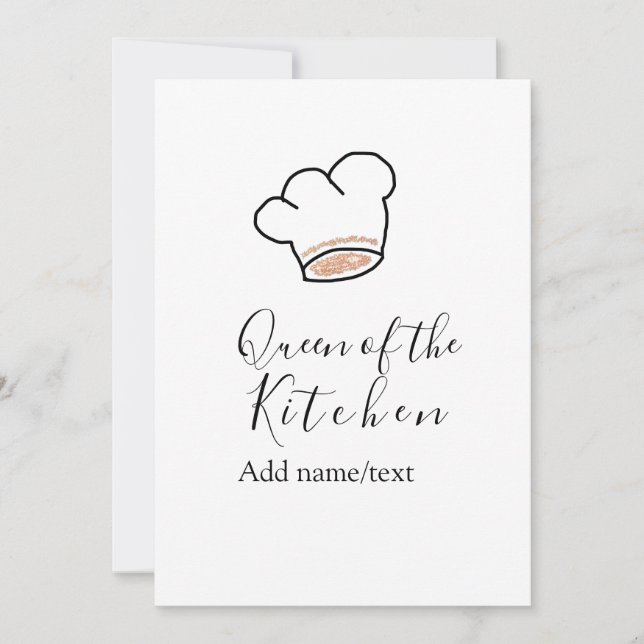 Convites Rainha da cozinha chef cozinha adicionar nome coro (Frente)