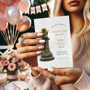 Convites Rainha da minha vida, Roteiro Dourado Xadrez Negro