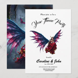 Convites Rainha das Fadas da Fantasia Sombria com Asas de B
