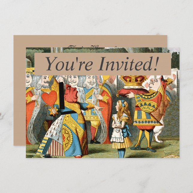 Convites Rainha de Copas da Alice no País das Maravilhas (Frente/Verso)