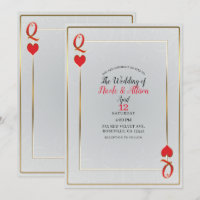Rainha de Copas em Ouro Branco e Vermelho Elegante