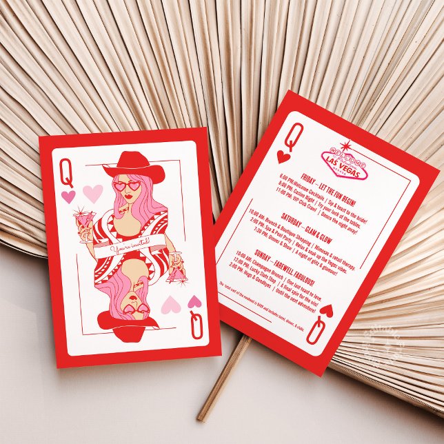 Convites Rainha de corações Las Vegas Bachelorette Itinerár (Criador carregado)