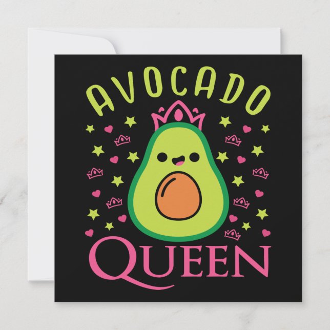 Convites Rainha do Abacate Fofa com Coração Keto Garota Coz (Frente)
