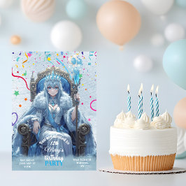 Convites Rainha do Gelo de Inverno Aniversário Infantil