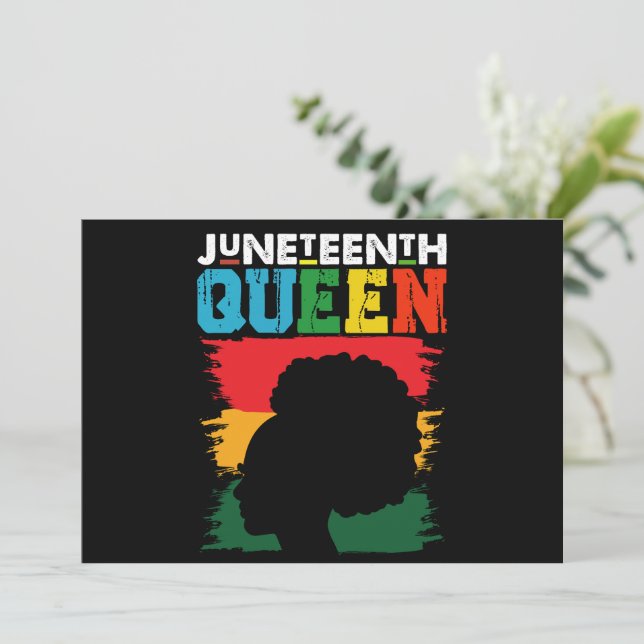 Convites Rainha do Juneteenth Menina Afro Negra Melanina (Em pé/Frente)