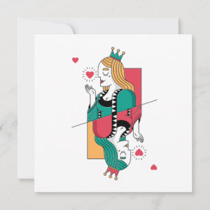Convites Rainha do Pôquer Cartas de Baralho Coração Cassino