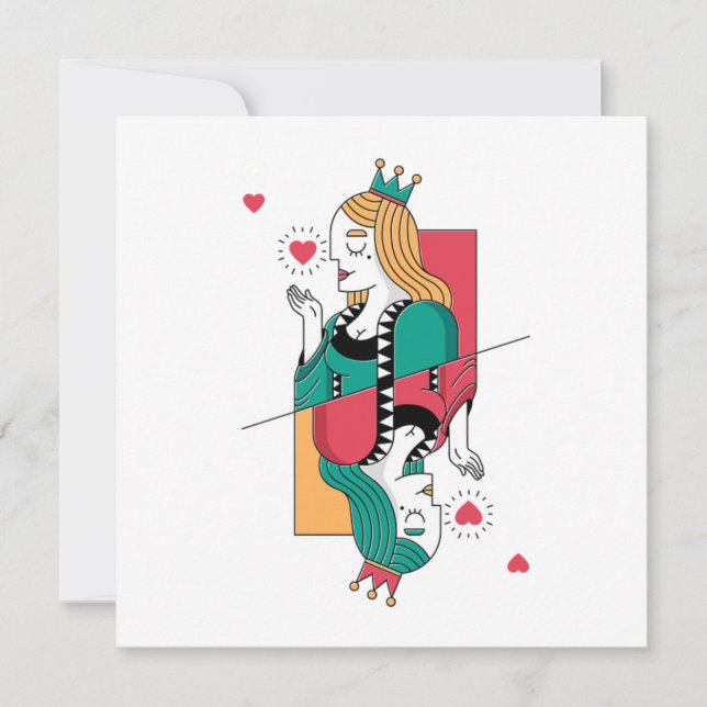 Convites Rainha do Pôquer Cartas de Copas Cassino Apostas G (Frente)