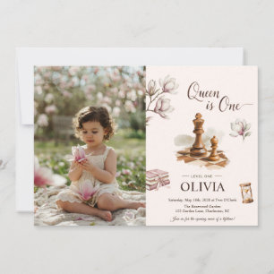 Convites Rainha É Uma Foto de Menina de Xadrez para Primeir
