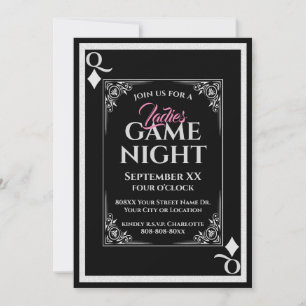 Convites Rainha Negra de Diamantes Noite de Jogos das Senho