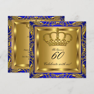Convites Rainha ou Rei Azul Royal Dourado Elite Festa de An