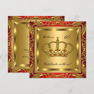 Convites Rainha ou Rei Regal Vermelho Dourado Festa de Aniv