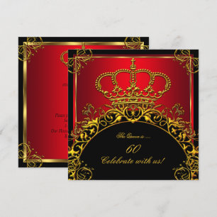 Convites Rainha ou Rei Regal Vermelho Dourado Festa de Aniv