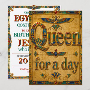 Convites Rainha Por Um Dia Tema Egípcio Aniversário