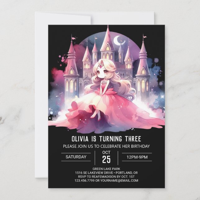 Convites Rainha Princesa Minimalista Birthday (Frente)