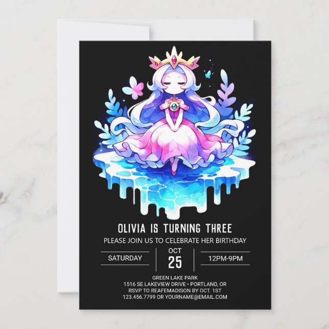 Convites Rainha Princesa Minimalista Birthday (Frente)